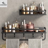 Cocolor Wall Shelf Black/Gun Grey for Kitchen Bathroom Storage Rack Mirror Aluminium Metal Shower Corner Shelves Organizer  Cabinet Home Accessorie