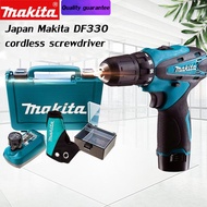 (100% authentic) Makita Electric screwdriver DF330 Brushless electric screw knife electric drill Attach 2 sections 18V battery Small home pistol drill