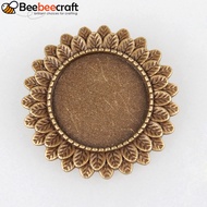 10pcs Vintage Alloy Brooch Cabochon Bezel Settings with Iron Pin Brooch Back Bar Findings Flower Cad