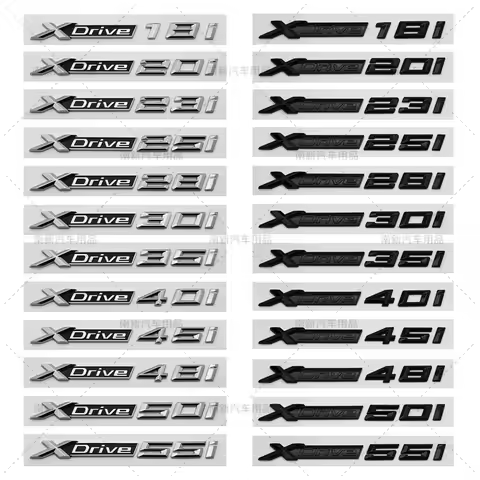 50X New ABS Chrome Glossy Black Car XDrive Emblem Trim Sticker XDrive 18i 20i 25i 28i 30i 35i 40i 48