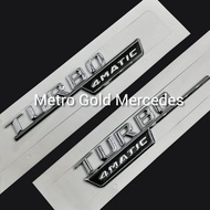 A Pair of 4Matic Mercedes Turbo Emblems Mercy Side Fender Emblems