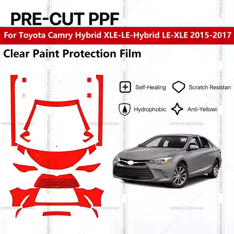 For Toyota Camry Hybrid XLE-LE-Hybrid LE-XLE 2015-2017 Pre-Cut Paint Protection Film PPF Transparent