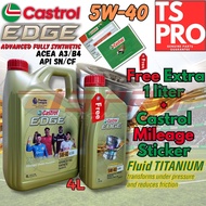 Castrol Edge 5W40 5W-40 Engine Oil (4L) + (1L) + Free Castrol Mileage Sticker