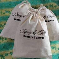 Beg Pouch Bertali diperbuat dari Kain Bamboo Charcoal / Belacu with Custom Name