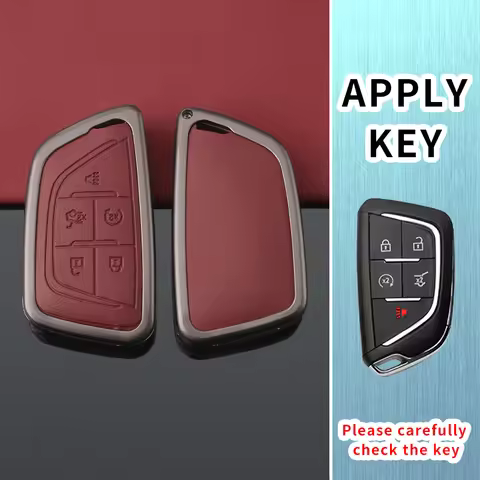Leather 5 Buttons Car Key Case Cover Fob Holder Shell For Cadillac CT4 CT5 CT4-V C8 Corvette 2020 20