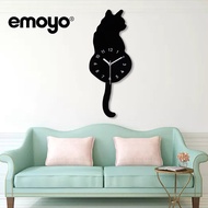 Modern Creative Children's Bedroom Cartoon Cat Swing Wall Clock Simple Living Room Decoration Mute B