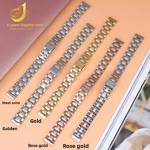 14 15 16 17 18mm women Stainless steel watch strap Ladies watchband Rose gold metal Belt Accessories