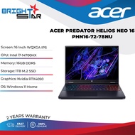 ACER Predator Helios Neo 16 PHN16-72-78NU Gaming Laptop - 16" WQSGA/i7-14700HX/16GB DDR5/1TB SSD/Nvi