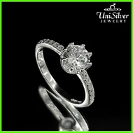 ◩ ❂ ✆ Unisilver 925 Sterling Silver Solitaire Engagement Ring (RS560-1001)