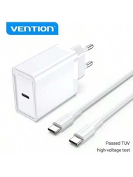 Vention Iphone Usb C 快充器,25w Pd Usb 牆充超快速充電方塊和5英尺3a Usb C 連接線,適用於 Iphone 15、三星 Galaxy S23 S22 S21 S20 Plus Ultra,note 20 10 9 8 / S10 S9 S8,pixel 6 5 4 Pro Xl