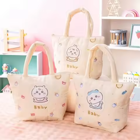 Chiikawa Usagi Kawaii Anime Cartoon Japanese Cute Handbag Baby Baby Bottle Embroidery Tote Bag Porta