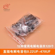 In-Line Electrolytic Capacitor Pack 0.22 UF-470UF 12 Commonly Used Electrolytic Capacitor Packages