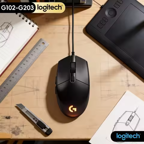 G102 Logitech G203 Mouse, High Accuracy Gaming RGB Color Wave, Customizable Settings, Lightweight & 