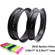 Motorcycle Dirt Bike 17 Inch Aluminum Wheel Hub Motocross Front 2.50X17" Rear 3.50X17" Rims 32/36 Sp