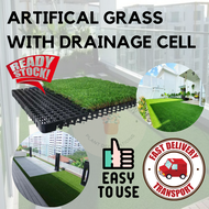 (READY STOCK) Artificial Grass with Drainage Cell Set 500mmx500mmx20mm+30mm(Grass) PETAK SALURAN AIR