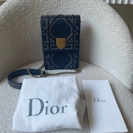 99新Dior迪奧 diorama小號竪版深藍色鉚釘盾牌包 相機包 尺寸16×11×9cm