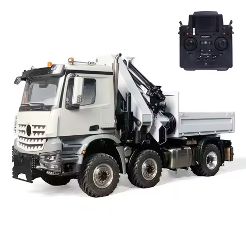 RC Crane Truck 1/14 6*6 4151 AK Metal RC Tractor Truck with Hydraulic Crane Flying Boom Bucket RC Fa
