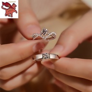 Original 916 Gold Korea Bangkok cincin couple 1 set cross V ring womens zircon opening ring mens fou
