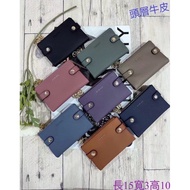 JR First Layer Togo Cowhide Double Zipper Multi-Card Middle Clip