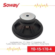 Soway YD-15-170-4 ลำโพงPA ขนาด15นิ้ว แม่เหล็ก170x20มม วอยซ์3นิ้ว 8โอห์ม ลำโพงสำหรับประกอบตู้ลำโพง จำ