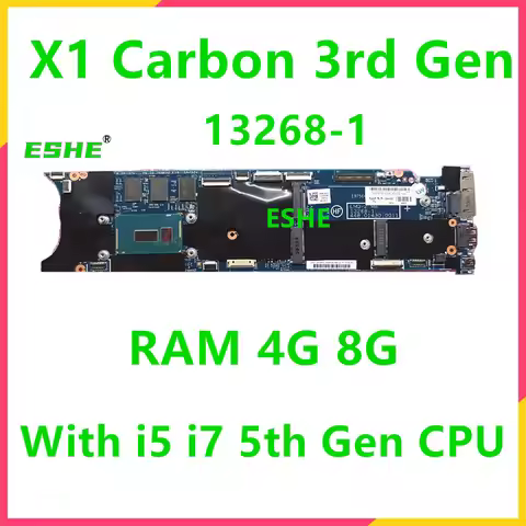 13268-1 For Lenovo ThinkPad X1 Carbon 3rd Gen Laptop Motherboard With I5 I7 5th Gen CPU 4GB 8GB RAM 