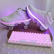 Kick Roller Roll Shoes light Anglut convertible shoes heelys four-wheel adult skates roller skates f
