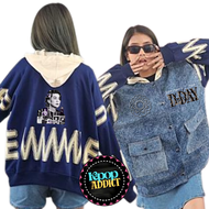JAKET JEANS ZIGZAG COMBI SUGA PREMIUM/JAKET WANITA OVER SIZE