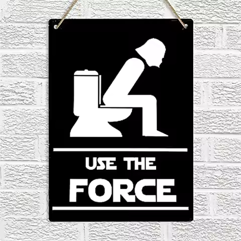 AMELIA SHARPE Vintage Metal Sign Use The Force Funny WC Toilet Restroom Home Bar Club Hotel Garage