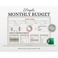 Excel Budget Template, Simple Monthly Budget, Finance Tracker, Excel Monthly Budget Spreadsheet, Bud