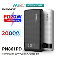 PINENG PN861PD 20000MAH POWER BANK 20W QC3.0 FAST CHARGE POWERBANK PN-861PD - BLACK / WHITE