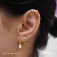 925 Silver Earrings - 18K Gold Plated Curved Barbell Huggies [Didik ID] 耳环