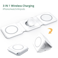 15W 3 in 1 Wireless Charger Foldable Clear Glass Portable Fast Charger for MacSafe iPhone16 15 14 13
