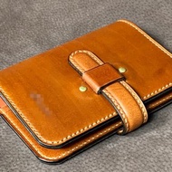 植鞣皮 雙色插梢式 手作護照套 附sim卡及sim卡針夾層 客製顏色