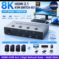 8K 60Hz 4K 120Hz HDMI KVM Switch 4x1 For 4 PC Share 1 Monitor Keyboard Mouse Hard Drives Printer