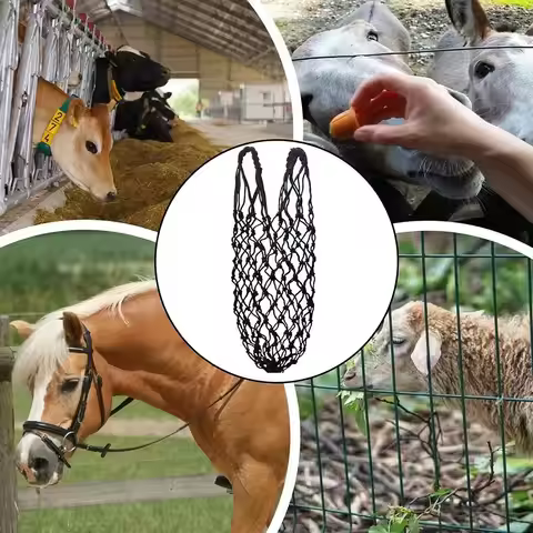 2Pcs/Set Durable Slow Feed Hay Net Large Capacity Hanging Horse Hay Bag 40inch Hay Feeder Bag for Ho