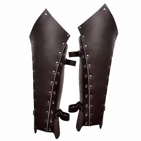 Medieval Viking Knight Leather Gaiters Steampunk Leg Armor Half Chaps Boot Shoes Cover Greaves Range