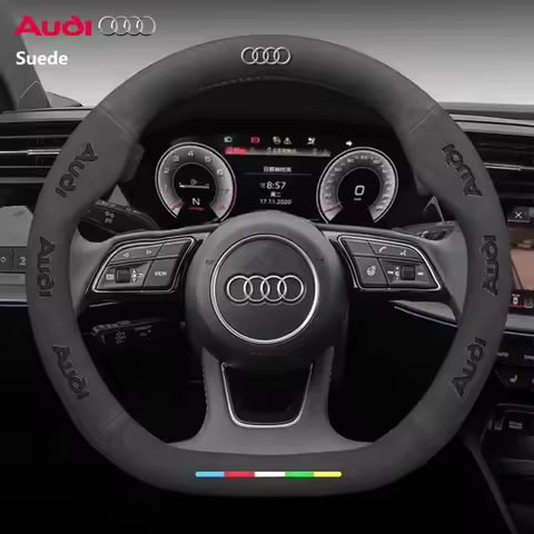 38cm Car Steering Wheel Cover For Audi ABT A1 A3 A4 A5 A6 A7 A8 Q2 Q3 Q4 Q5 Q7 Q8 TT RS3 RS4 RS5 RS6