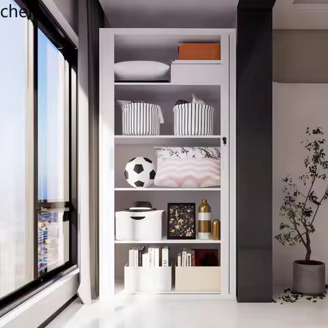 ZML Wardrobe Roller Shutter Door Storage Cabinet Balcony Sunscreen Roller Door Cabinet Steel Storage