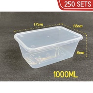 Rectangular Plastic Food Container With Lid 1000ml / Bekas Makanan Plastik Microwave A1000 (250 SETS