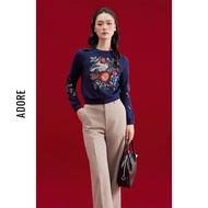 512TR2011 - ADORE beige striped wide-leg pants