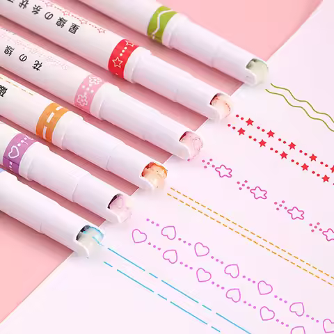 Lace outline pen, curved line pen, fluorescent highlighter, roller marker pen, doodling journal pen