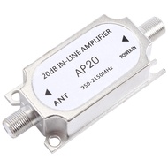 AP20 Satellite 20DB In-Line Amplifier 950-2150MHZ Signal Booster Amplifier for Antenna Cable Run Channel Strength