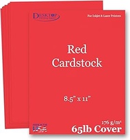 65lb Cover Cardstock Paper - 8.5 x 11 inch - 25 Sheets (Bright Red)