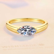 S Sterling Silver 5 * 10 Marquise Moissanite Ring 1 Carat Niche Design Light Luxury High-End Couple 