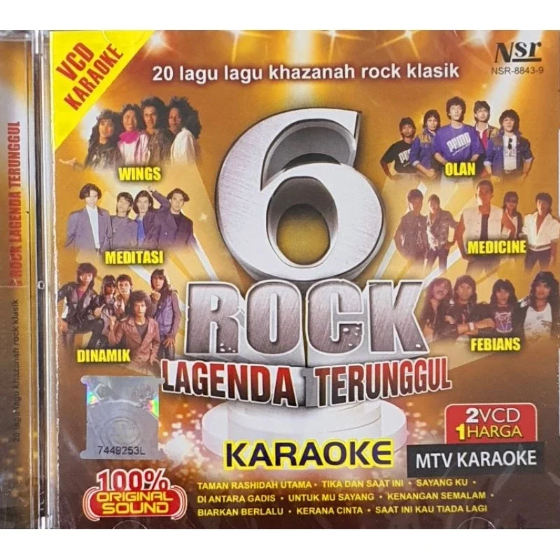 VCD KARAOKE - 6 ROCK LAGENDA TERUNGGUL 20 LAGU LAGU KHAZANAH ROCK KLASIK (2 DISC)