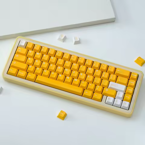 Orange White Minimalist PBT Double Shot Keycaps 130 Keys Cherry Profile Keyboard Keycaps for MX Swit