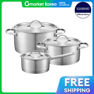 Cookever Essential Induction Stainless Steel Pot 3-Piece Set (16cm Saucepan + 20cm Pot + 24cm Pot)