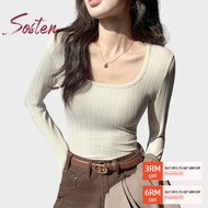 【NEW 2026】ST150 M-2XL Women Long Sleeve Casual T Shirt Slim Fit U Neck Inner Baju Lengan Panjang Per
