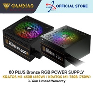 GAMDIAS KRATOS M1-600B (600W) / M1-750B (750W) 80PLUS BRONZE RGB POWER SUPPLY PSU