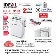 IDEAL 3104 CC (Oiler) 2 x 15mm Non Stop Heavy Duty A3 Paper Shredder Micro Cut 17 sheets 120 Liters